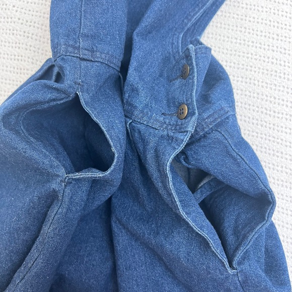 Woolrich Denim Pinafore Dress Cottagecore Women Size L Indigo Cotton Made in USA - Picture 6 of 10